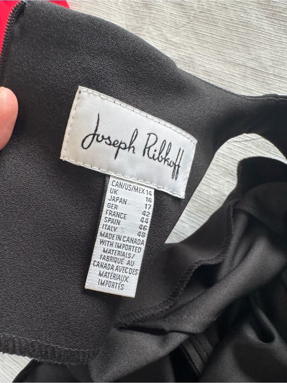 Joseph Ribkoff Black Midi Dress with White Ruffle Accent size 14 - Picture 5 of 11